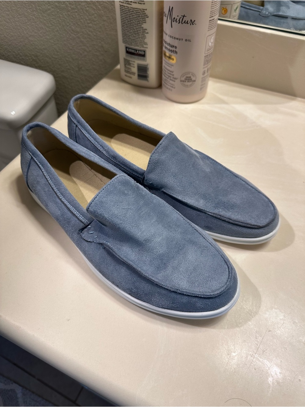 Men's Suede Slip-On Loafers in Slate Blue